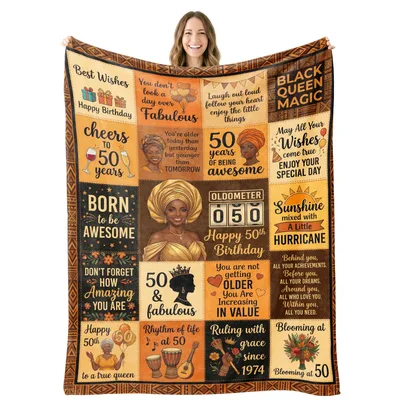 Fabulous 50th Birthday Black Blanket