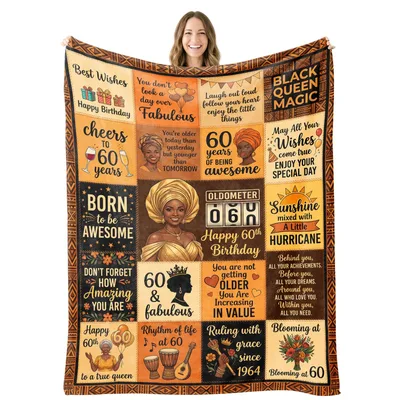 Fabulous 60th Birthday Black Blanket featuring Black Queen Magic art