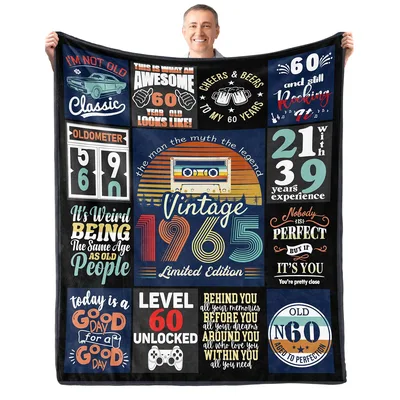 Vintage 1965 Sixtieth Birthday Blanket: Retro 60th Gift Design