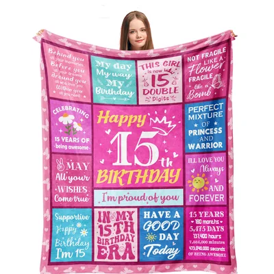 Happy 15th Birthday Girl Wishes Blanket
