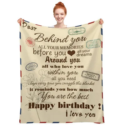 Behind You Birthday Air Blanket: Vintage Airmail Design