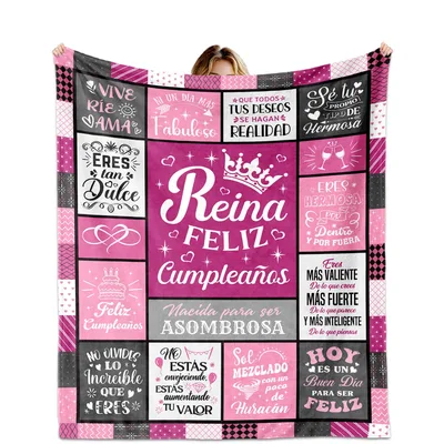 Reina Feliz Cumpleaños Blanket: A Pink Patchwork Birthday Gift for Her