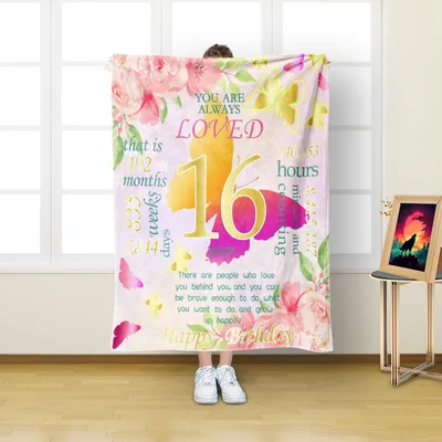 16th Birthday Flowers Quotes Blanket Celebrating Sixteen Years of Love
