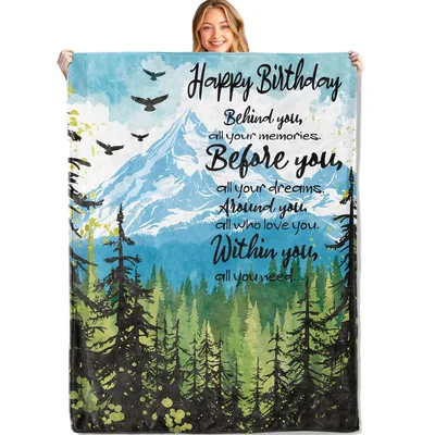 Happy Birthday Mountain Forest Blanket: A Scenic Birthday Gift