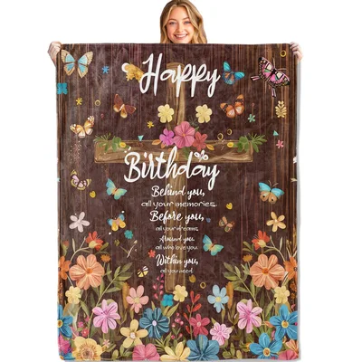 Happy Birthday Flowers Blanket: A Floral and Butterfly Birthday Gift