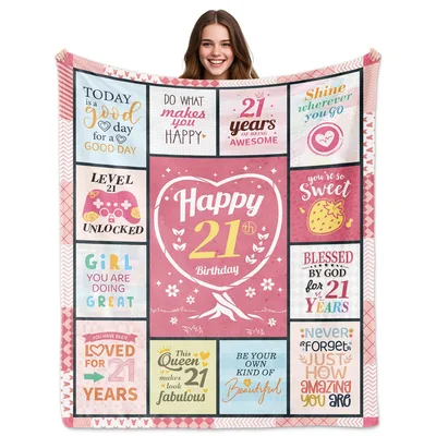 Happy 21st Birthday Text Blanket