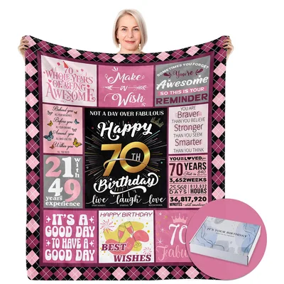 Happy 70th Birthday Quotes Blanket Celebrating Seven Decades of Life