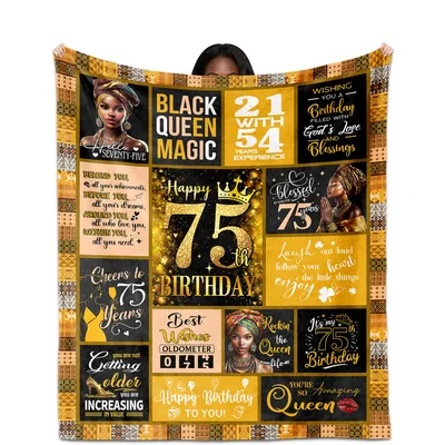 Happy 75th Birthday Queen Blanket Celebrating a Golden Milestone