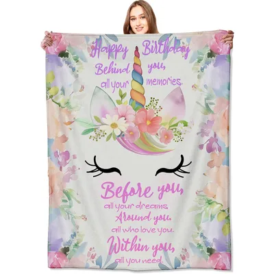 Unicorn Birthday Wishes Pastel Blanket Celebrating Dreams and Memories