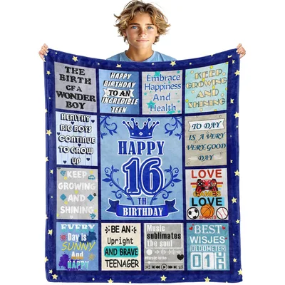 Happy 16th Birthday Wonder Blanket for Teen Celebrations