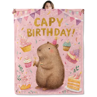 Capy Birthday Capybara Cake Blanket: A Festive Watercolor Celebration