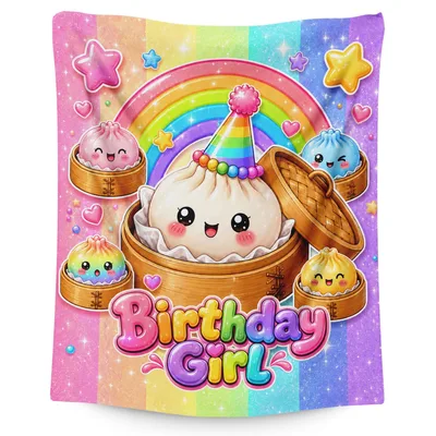 Birthday Girl Rainbow Dumplings Blanket for Festive Dumpling Lovers