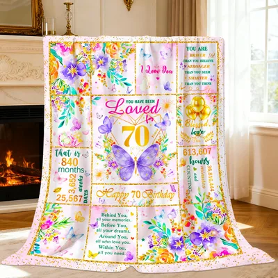 Loved for 70 Years Butterfly Blanket - A Milestone Birthday Gift