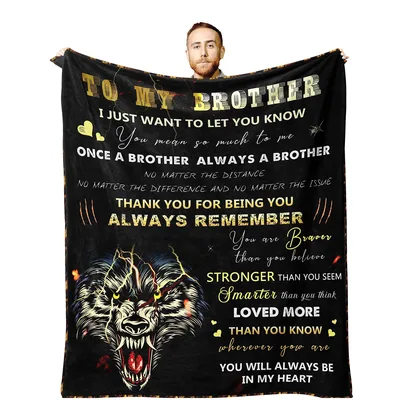 Brother Sentimental Message Wolf Blanket for Your Brother