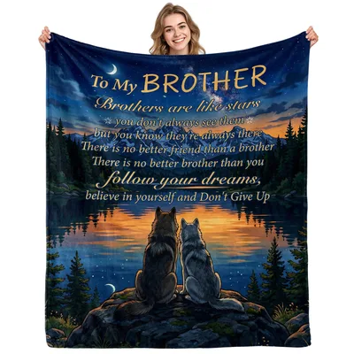 Wolves Under Stars Blanket for the Brother Who Keeps Going
