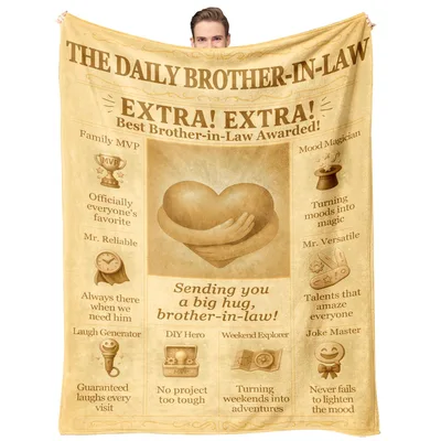 Best Brother-in-Law Blanket: Vintage Newspaper Style Throw
