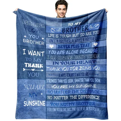 Navy Wood Plank Message Blanket for Your Brother