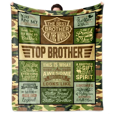 Brother Word Art Camo Blanket: Top Brother Camouflage Design