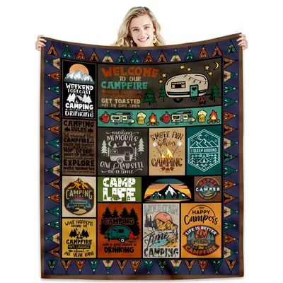 Camping Campfire Blanket: A Patchwork of Campsite Humor