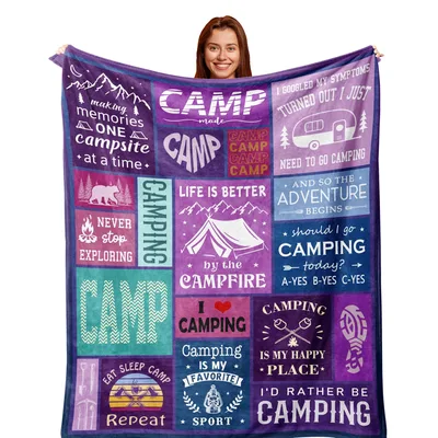 Camping Lover Patchwork Blanket for Outdoor Enthusiasts