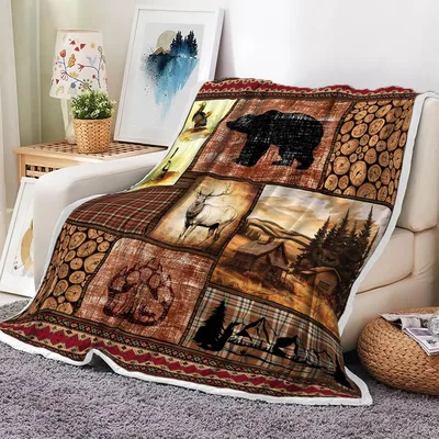 Bear and Deer Blanket for Cabin Lovers and Campers