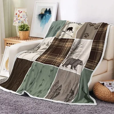 Rustic Bear Forest Blanket for Cabin Lovers and Campers