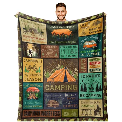 Camping Quotes Blanket for Campers Who Live for the Trail