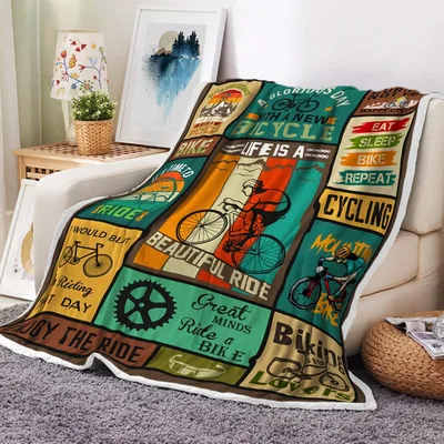 Bicycle Cycling Retro Blanket Celebrating Life Is A Beautiful Ride