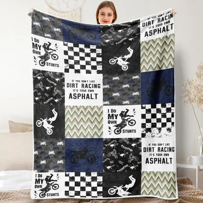 I Do My Own Blanket: Dirt Racing Motocross Patchwork Design