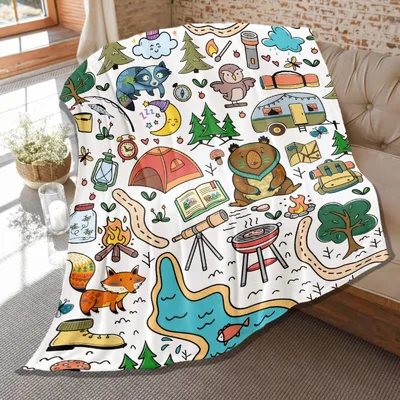 Camping Kids Doodle Blanket for Little Adventurers