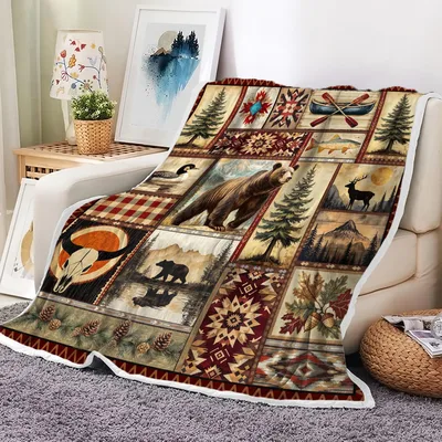 Rustic Cabin Lodge Bear Blanket for Cozy Cabin Nights