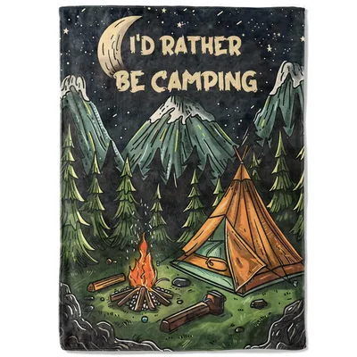 Rather Be Camping Blanket: Night Forest Campfire Throw