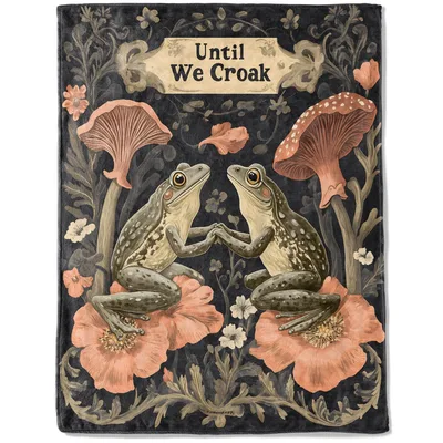 Frog Couple Vintage Blanket: Whimsical Amorous Amphibian Art