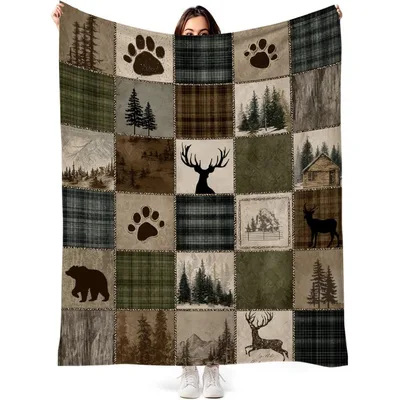 Woodland Patchwork Blanket for Cabin Lovers and Campers