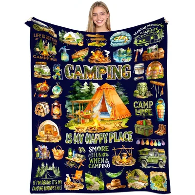 Camping Is My Happy Blanket: Campfire Tent Throw