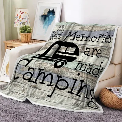 Rustic Camping Blanket for Trailer Lovers