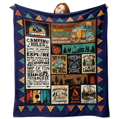 Life is better around Blanket: Camping Rules Throw