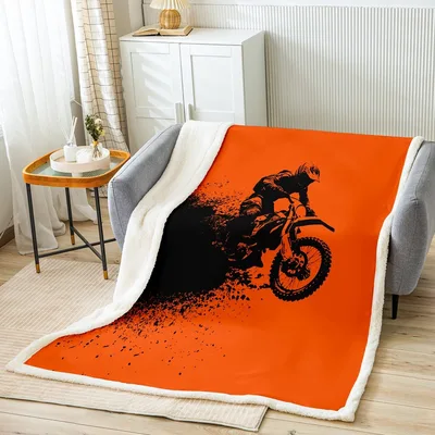 Dirt Bike Rider Racing Silhouette Blanket for Riders