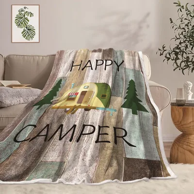 Camper Lover Blanket: Happy Camper Trailer Throw