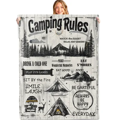 Campfire Smores Blanket: Camping Rules Throw for Campers