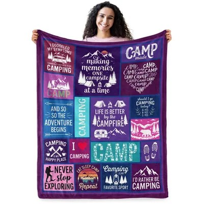 Camping Lover Blanket: Campfire Humor in Every Square