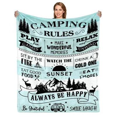 Camping Rules Play fun Blanket for Campers