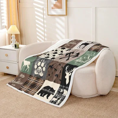 The Adventure Begins Blanket: Rustic Deer and Bear Cabin Throw