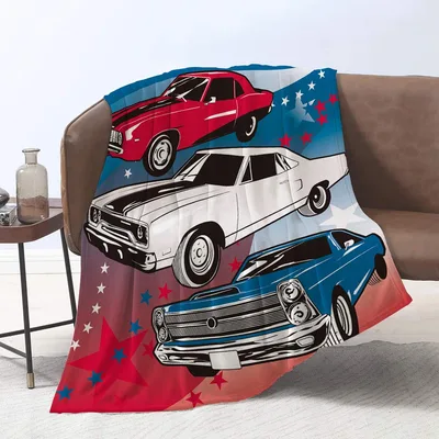 Muscle Cars American Cars Blanket with three classic rides