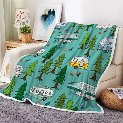 Vintage Camper Blanket for Retro RV Lovers and Campers