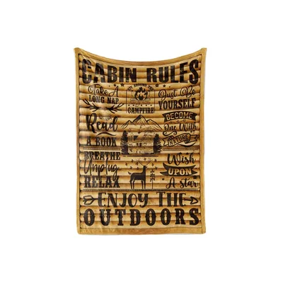 Cabin Rules Blanket: Enjoy the Outdoors Throw for Campers