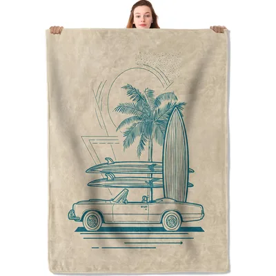 Surf Life Blanket: Retro Convertible and Palm Art
