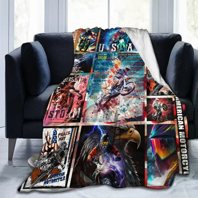 Dirt Bike Enthusiast Blanket with Riders and Storm Scenes