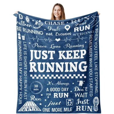 Runner Motivation Blanket: Just Keep Running Throw
