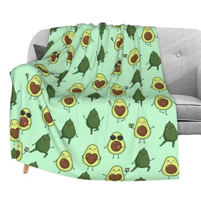 Cute Avocado Pattern Blanket featuring playful cartoon avocados